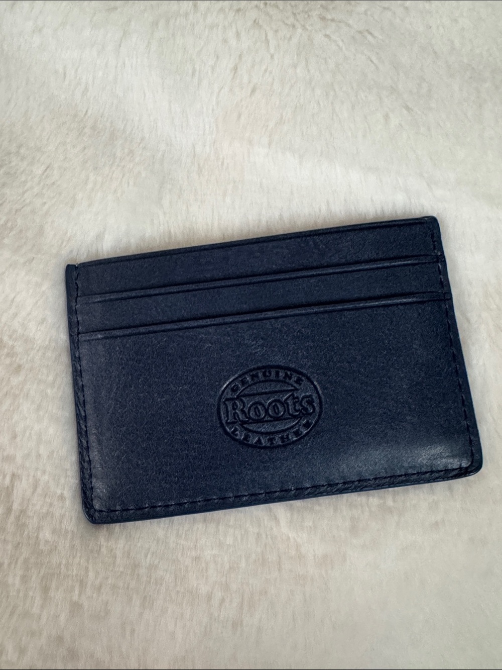 Roots Leather Card Sleeve with Embossed Logo